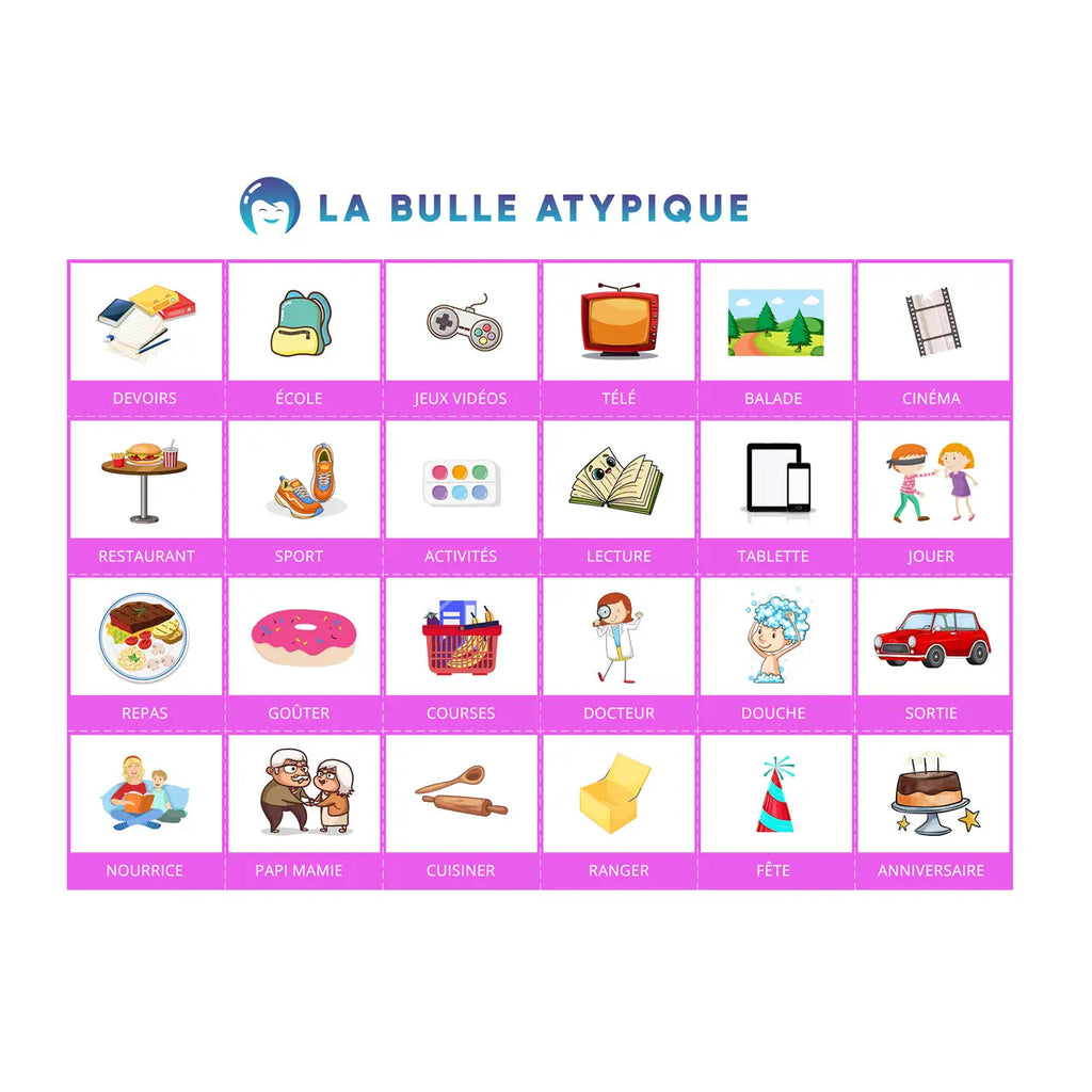 24 pictogrammes évènements - rose plastifié La bulle atypique