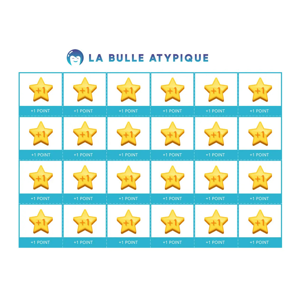 24 pictogrammes point étoile - bleu plastifié La bulle atypique