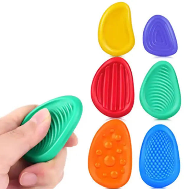 6 pierres sensorielles en silicone texturé Bintiva