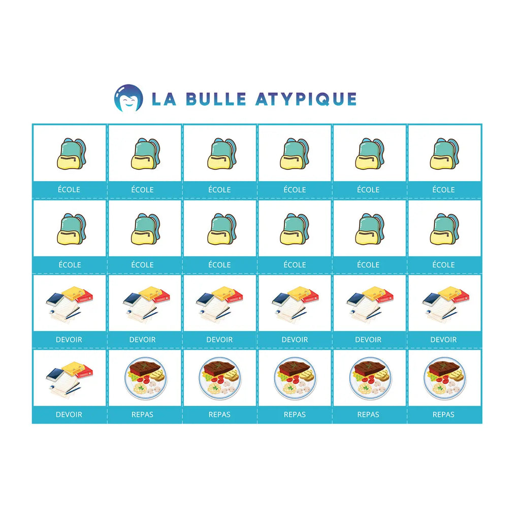 96 pictogrammes routine hebdomadaire - bleu plastifié La bulle atypique