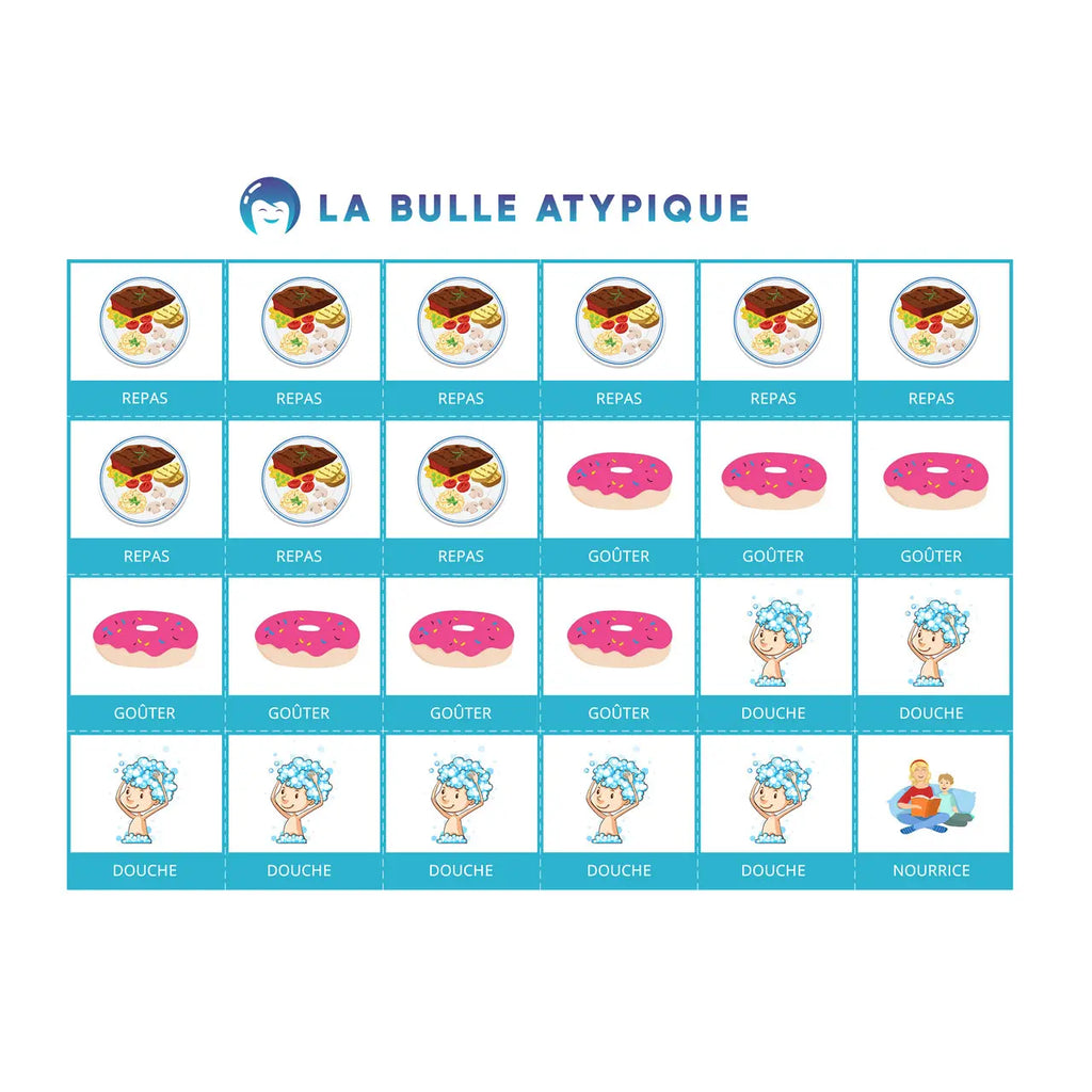 96 pictogrammes routine hebdomadaire - bleu plastifié La bulle atypique