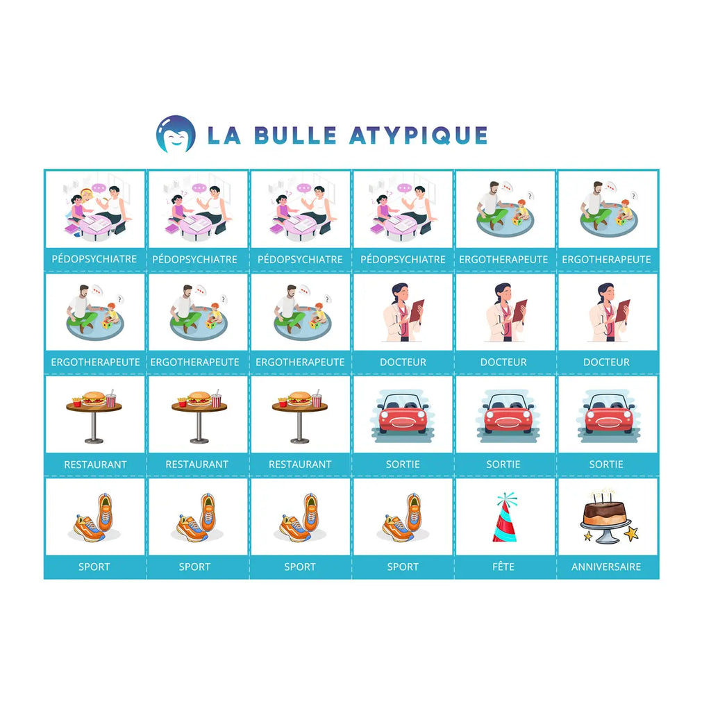 96 pictogrammes routine hebdomadaire - bleu plastifié La bulle atypique