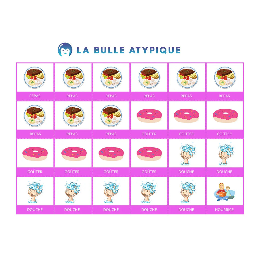 96 pictogrammes routine hebdomadaire - rose plastifié La bulle atypique