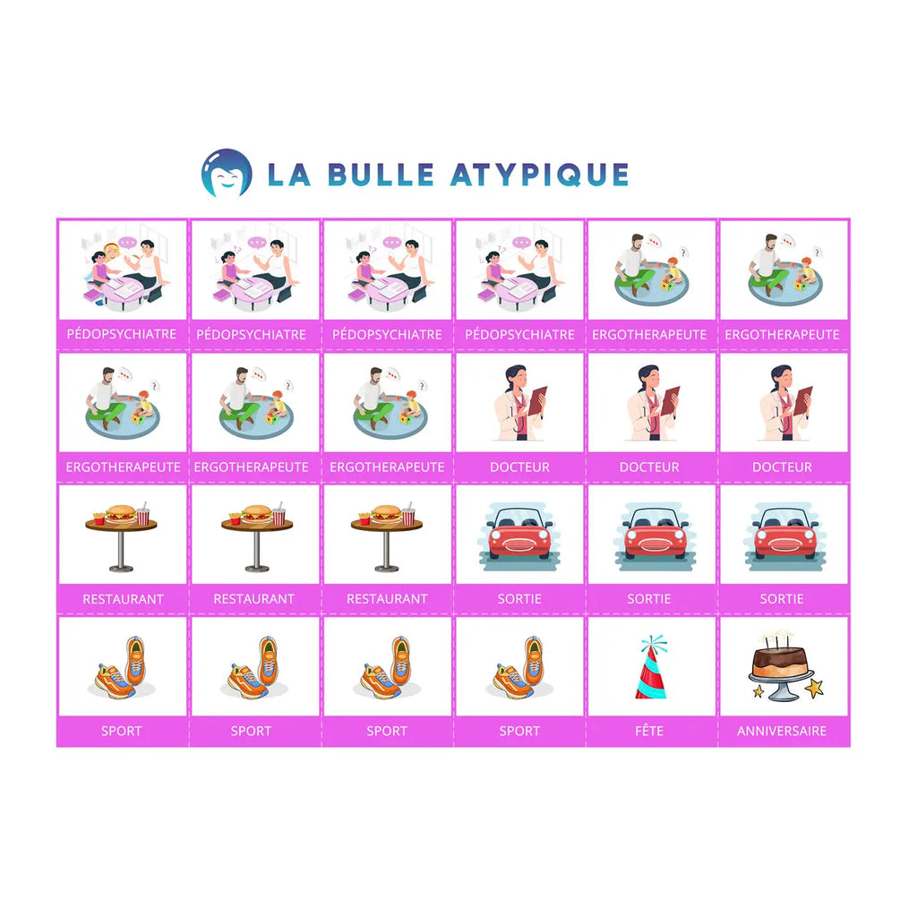 96 pictogrammes routine hebdomadaire - rose plastifié La bulle atypique