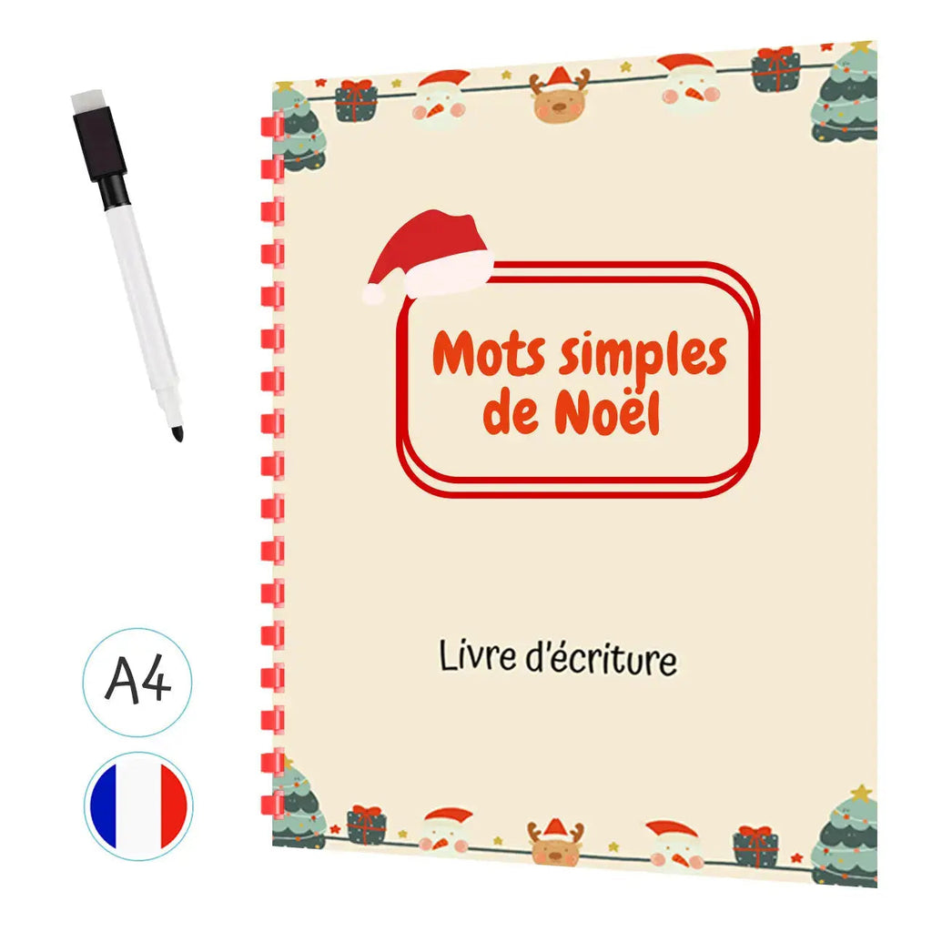 Mots simples de Noël - Livret d'activités avec stylo effaçable - Format A4 Plastifié La bulle atypique