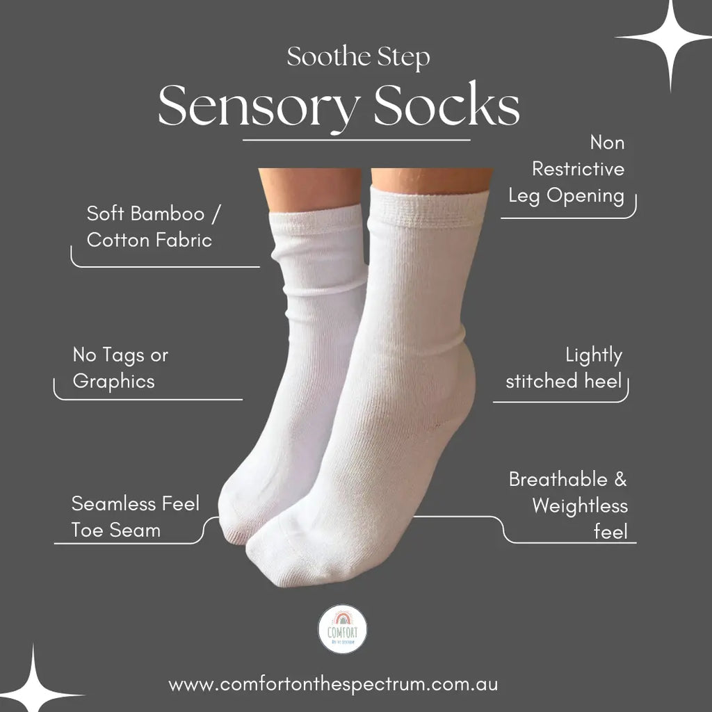 Chaussettes sensorielles sans couture coton et bambou pour enfants - Noir - taille M - 5 a 8 ANS Comfort on the spectrum