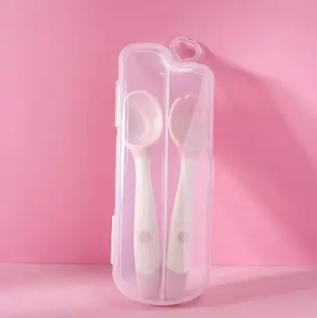 Fourchette et cuillère pliable en silicone Rose La bulle atypique