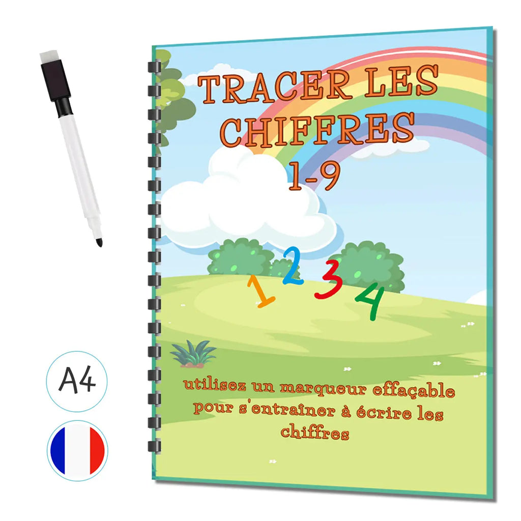 J'apprend les chiffres - Livre d'activités avec stylo effaçable - Format A4 Plastifié 8 pages La bulle atypique