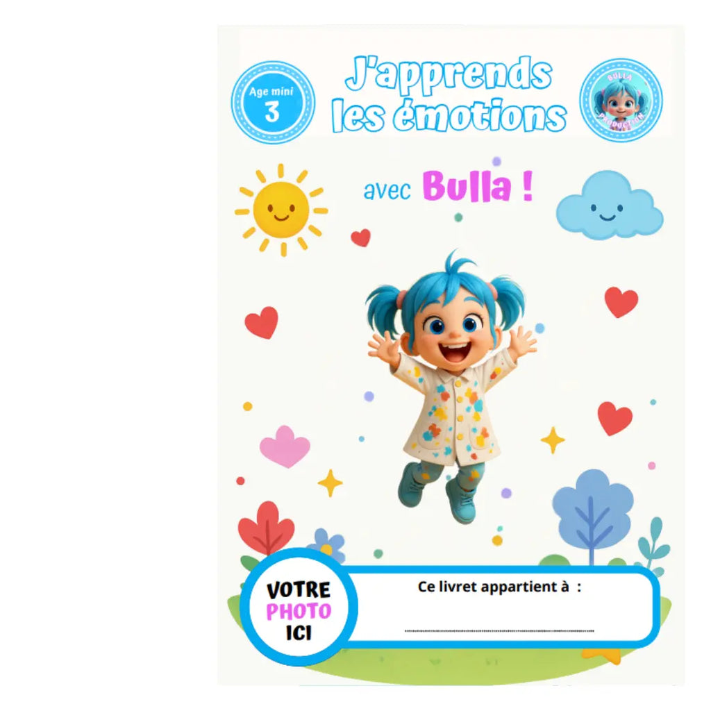 J'apprend les émotions avec Bulla - livret personnalisé plastifié 9 pages A4 La bulle atypique