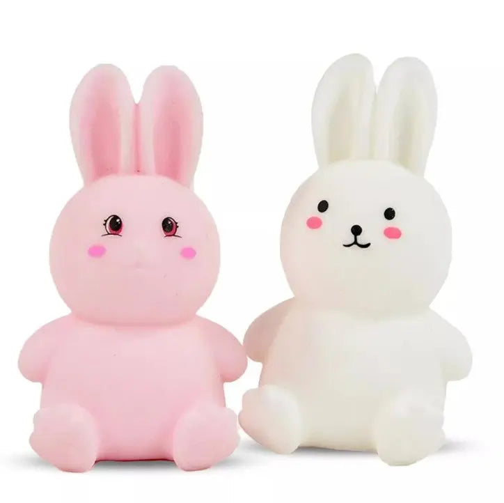 Jouet a presser lapin squishy Blanc et Rose OBILO