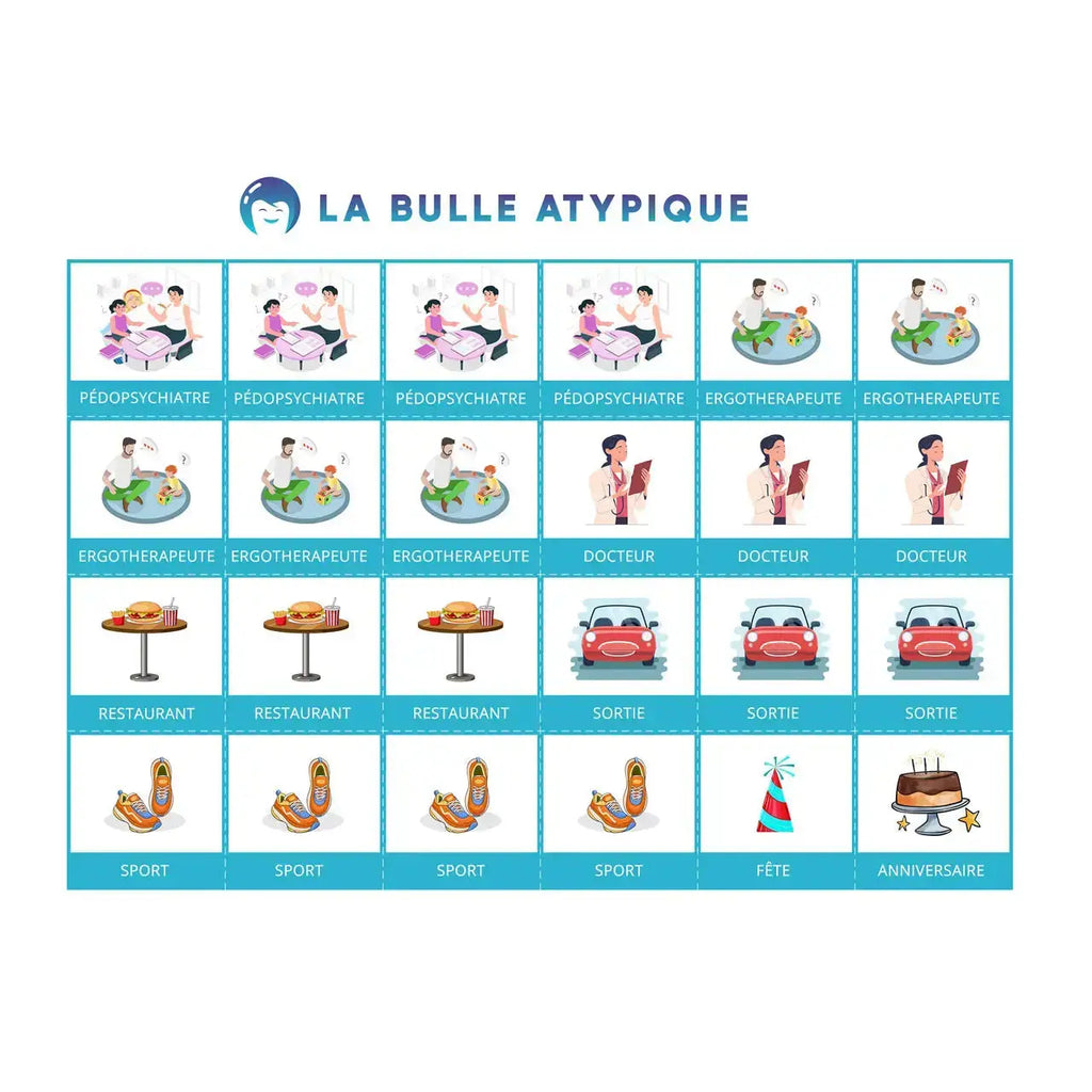 96 pictogrammes routine hebdomadaire - bleu plastifié La bulle atypique