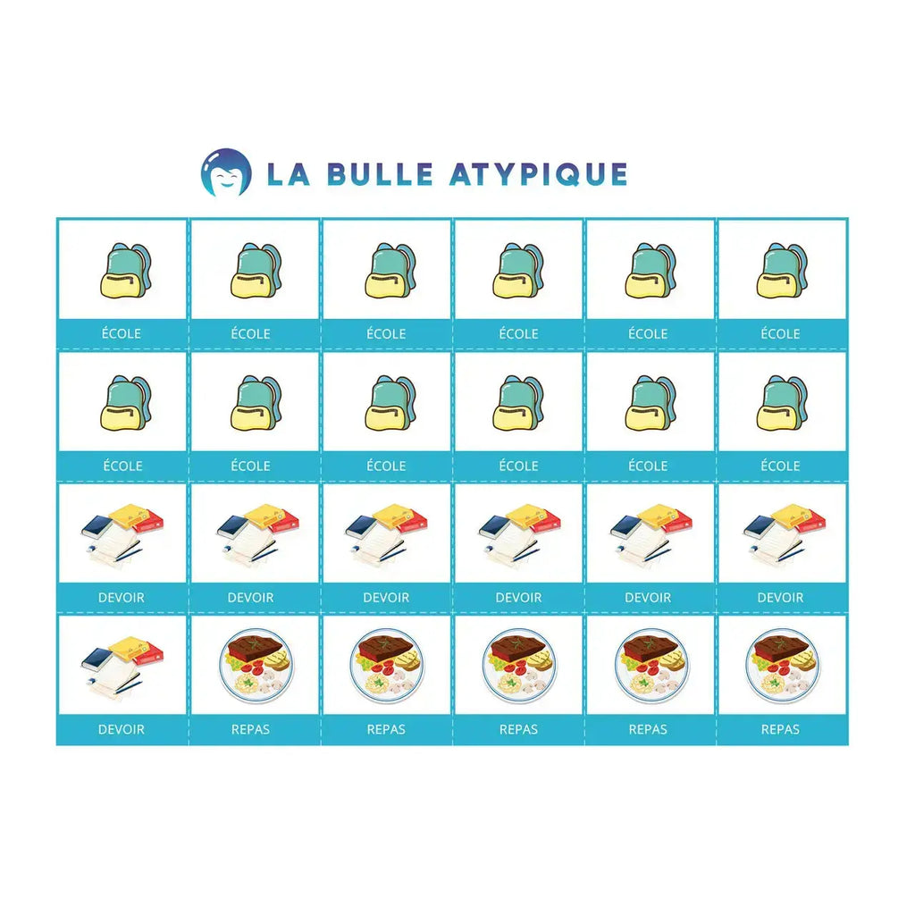 96 pictogrammes routine hebdomadaire - bleu plastifié La bulle atypique