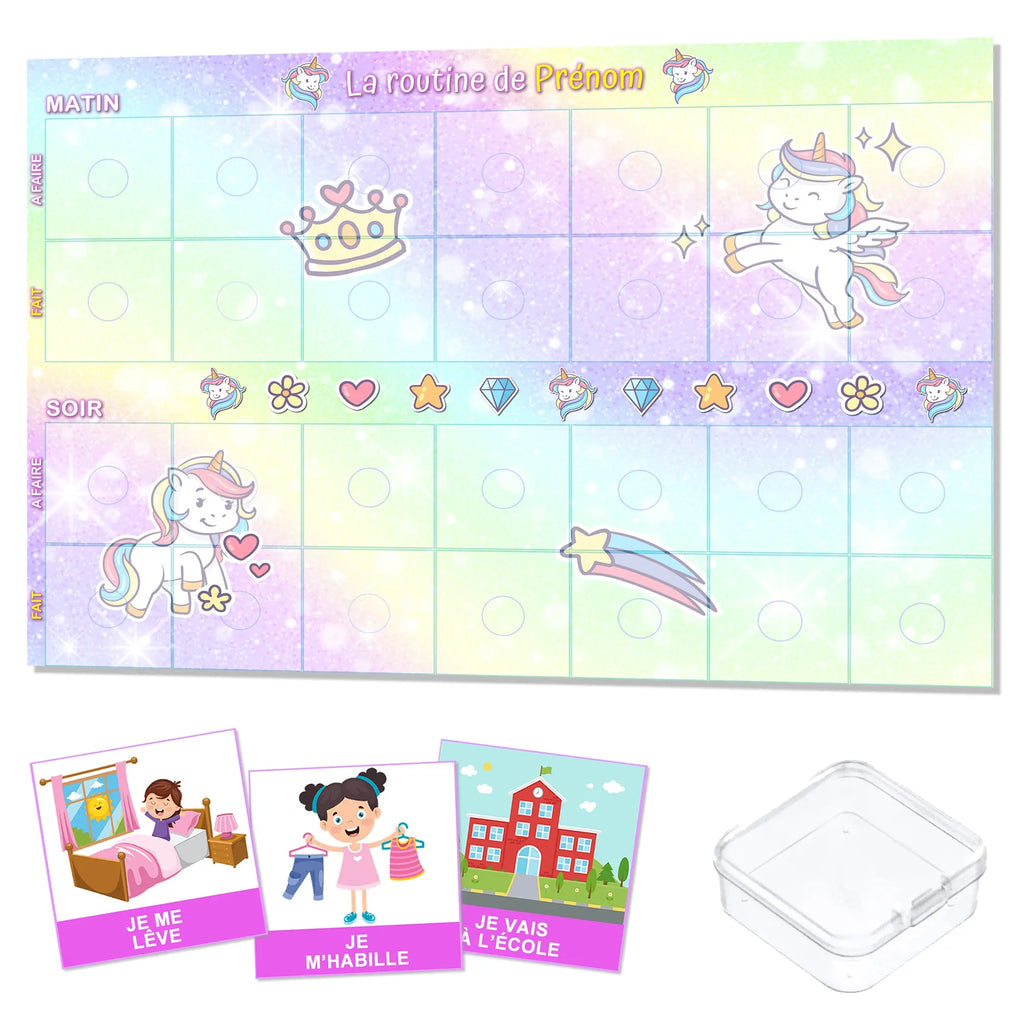 KIT Routine matin et soir Licorne Féérique - 24 pictogrammes - Kit complet La bulle atypique