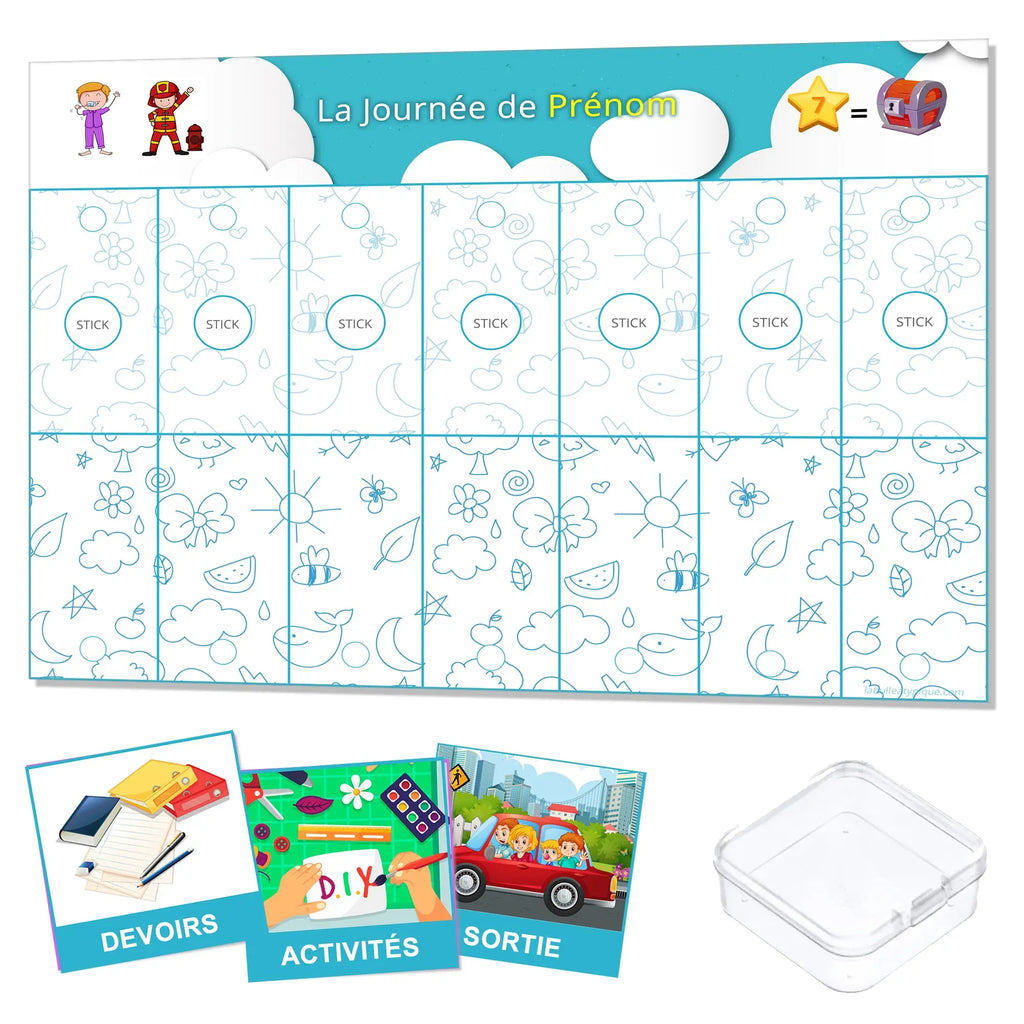 KIT Routine quotidienne interactive - 24 pictogrammes - Kit complet bleu personnalisé La bulle atypique