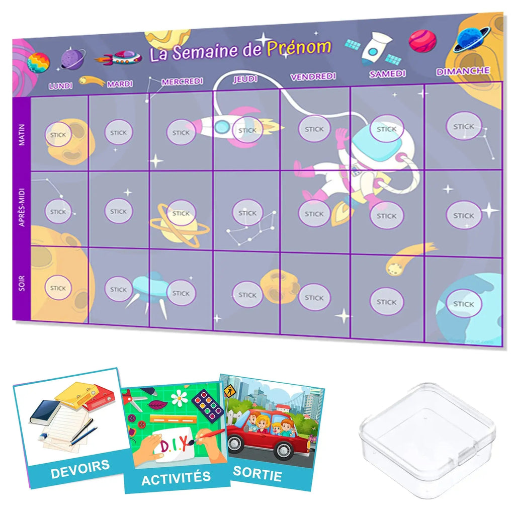 KIT Planning visuel de la semaine Astronaute - 120 pictogrammes - Kit complet personnalisé La bulle atypique