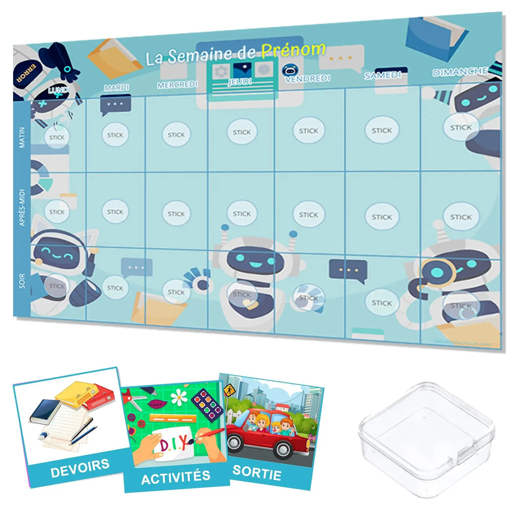 KIT Planning visuel de la semaine Robot - 120 pictogrammes - Kit complet personnalisé La bulle atypique