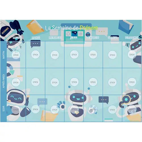 Planning ma petite semaine thème robot - support personnalisé La bulle atypique