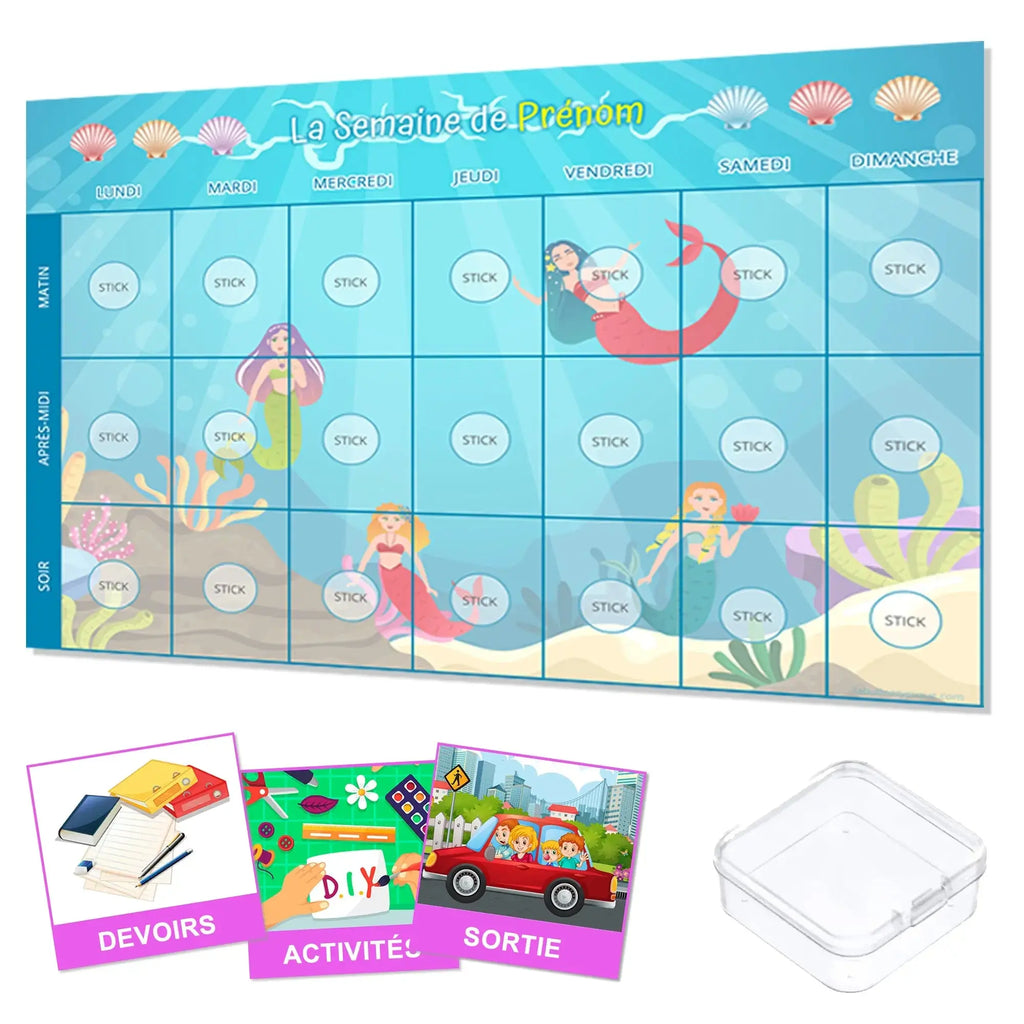 KIT Planning visuel de la semaine Sirène - 120 pictogrammes - Kit complet personnalisé La bulle atypique