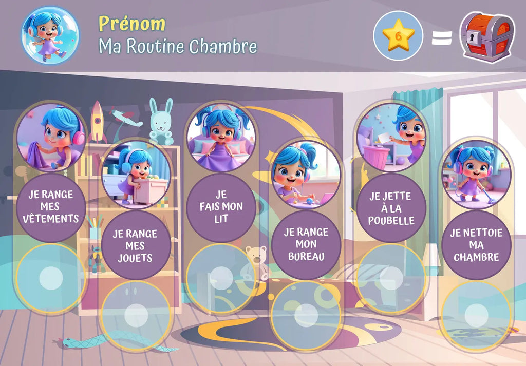 Kit routine chambre espace - 24 pictogrammes - Kit complet personnalisé La bulle atypique