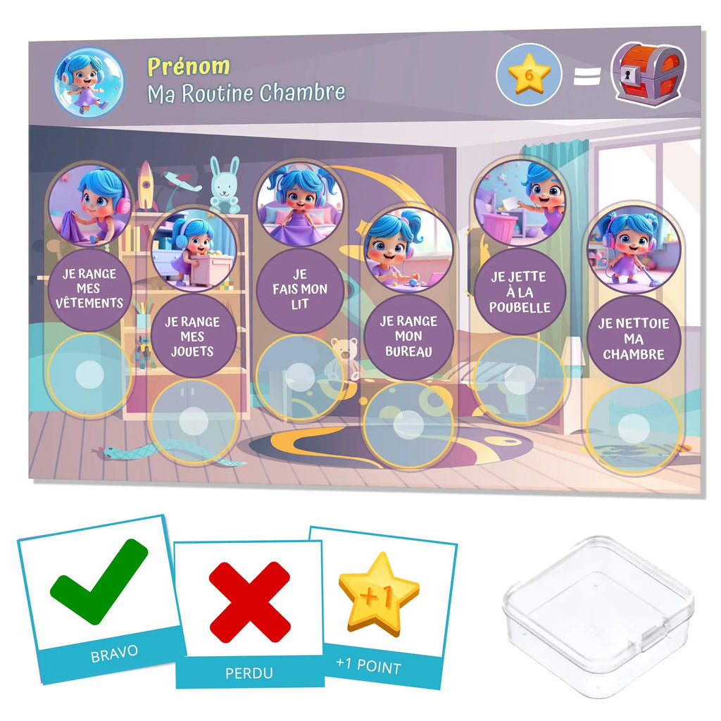 Kit routine chambre espace - 24 pictogrammes - Kit complet personnalisé La bulle atypique