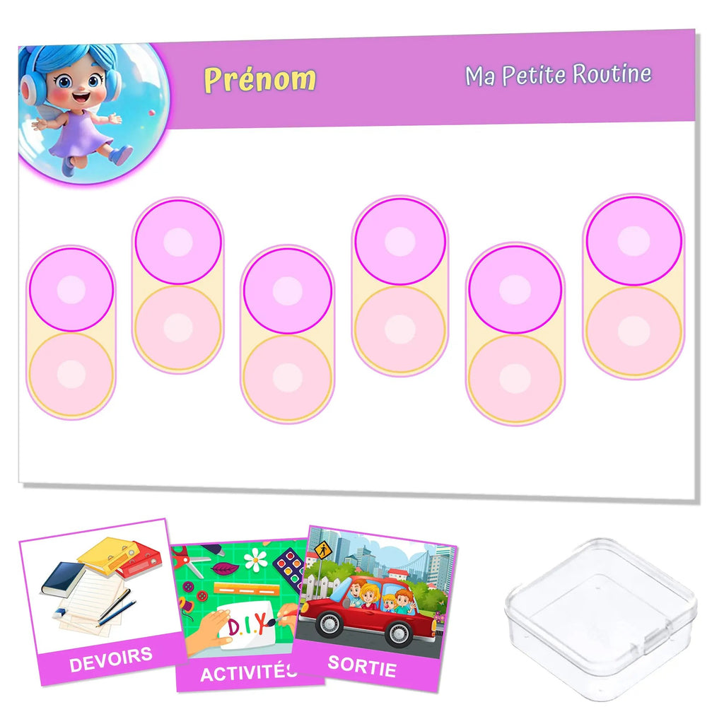 Kit routine personnalisé thème clair Bulla - 24 pictogrammes - Kit complet personnalisé La bulle atypique