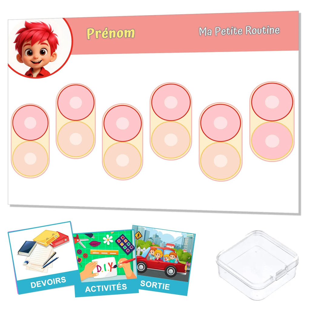 Kit routine personnalisé thème clair Tiko - 24 pictogrammes - Kit complet personnalisé La bulle atypique