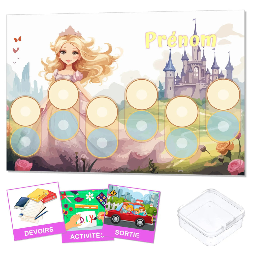 Kit routine personnalisé thème princesse blonde - 24 pictogrammes - Kit complet personnalisé La bulle atypique