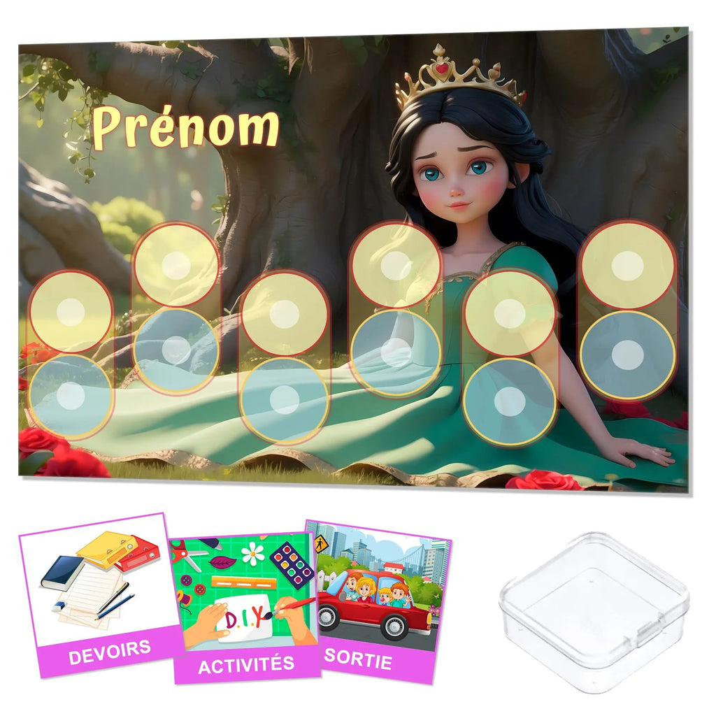 Kit routine personnalisé thème princesse brune - 24 pictogrammes - Kit complet personnalisé La bulle atypique