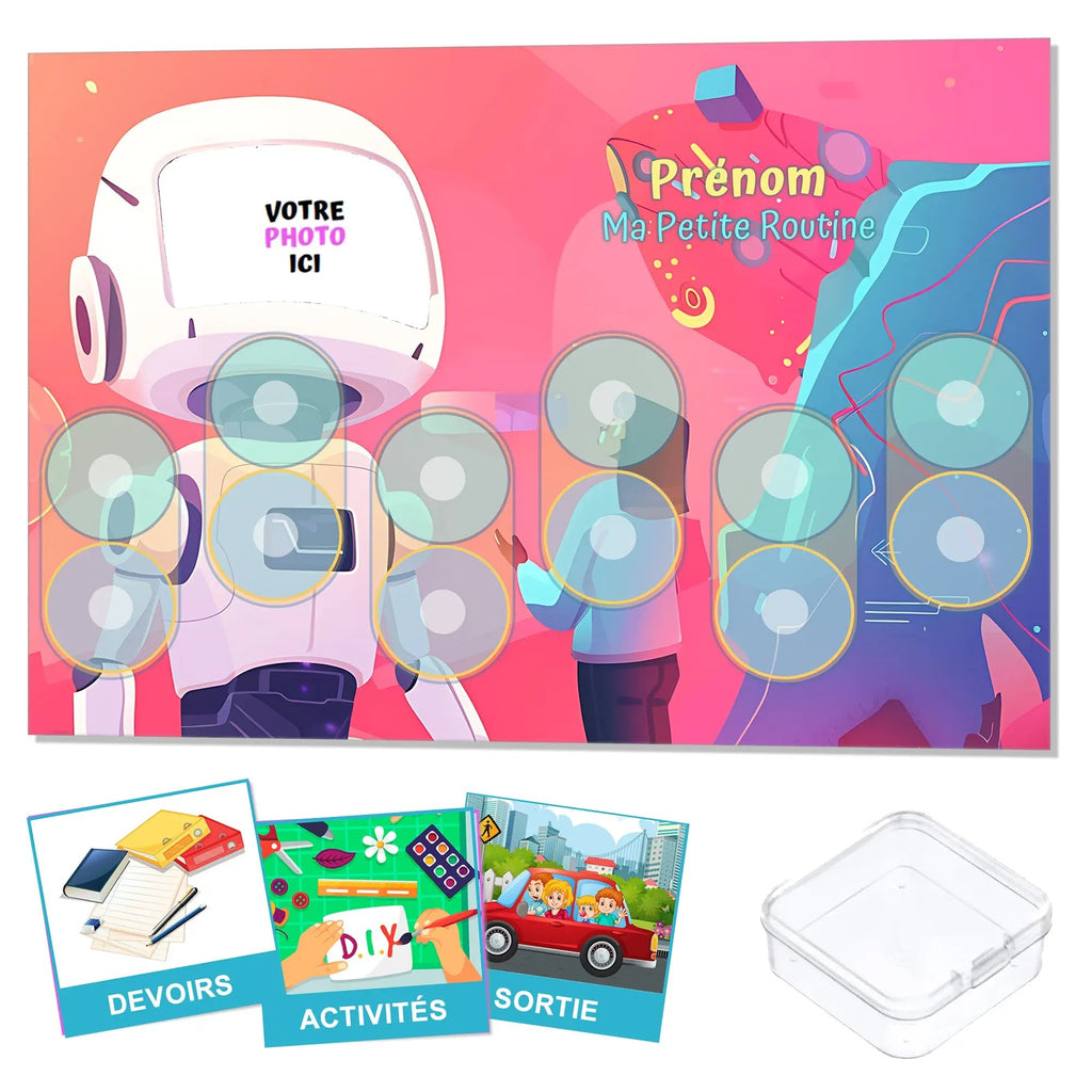 Kit routine personnalisé thème robot - 24 pictogrammes - Kit complet personnalisé La bulle atypique