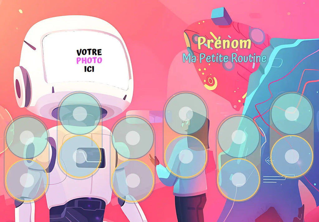 Kit routine personnalisé thème robot - 48 pictogrammes - Kit complet personnalisé La bulle atypique