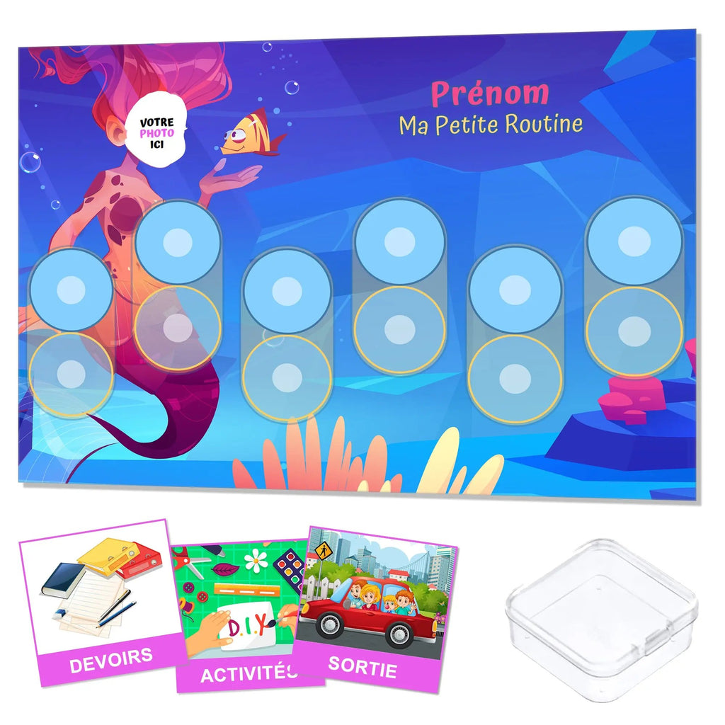 Kit routine personnalisé thème sirène - 24 pictogrammes - Kit complet personnalisé La bulle atypique
