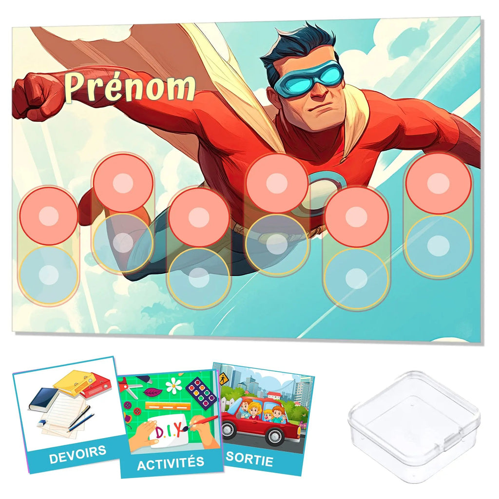 Kit routine personnalisé thème superheros - 24 pictogrammes - Kit complet personnalisé La bulle atypique