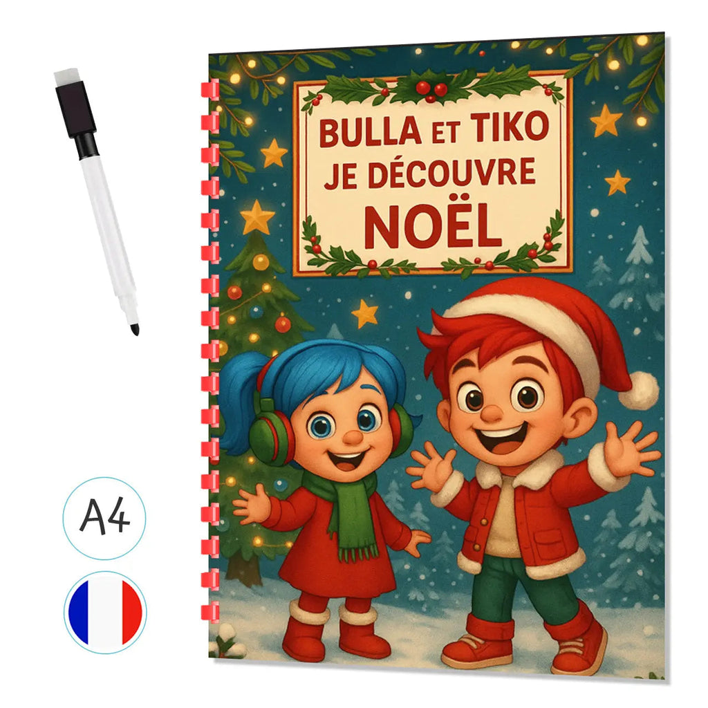 Je découvre Noël - Livre d'activités avec stylo effaçable - Format A4 Plastifié La bulle atypique