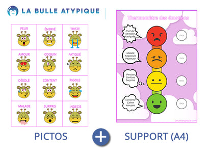 Thermomètre des émotions - 24 pictogrammes - Kit complet rose personnalisé