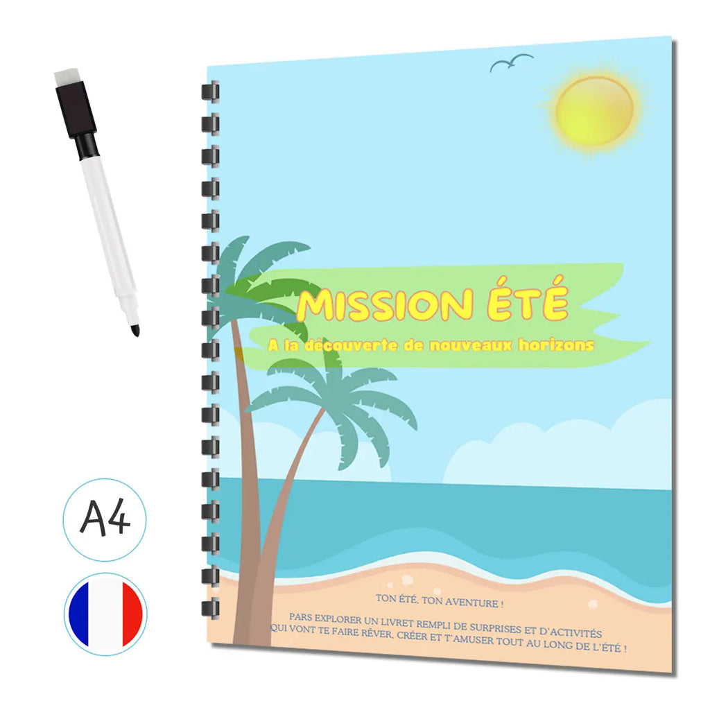 Mission été - Livre d'activités avec stylo effaçable - Format A4 Plastifié 8 pages La bulle atypique