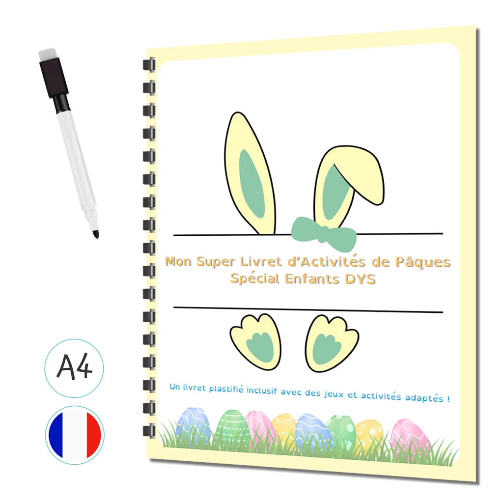 Œuf de Pâques - Livre d'activités avec stylo effaçable - Format A4 Plastifié 8 pages La bulle atypique