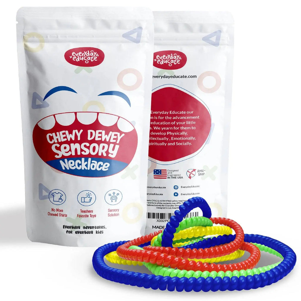 Pack Colliers Sensoriels - 4 quatre colliers et 1 Bloc à Mastication Everyday Educate