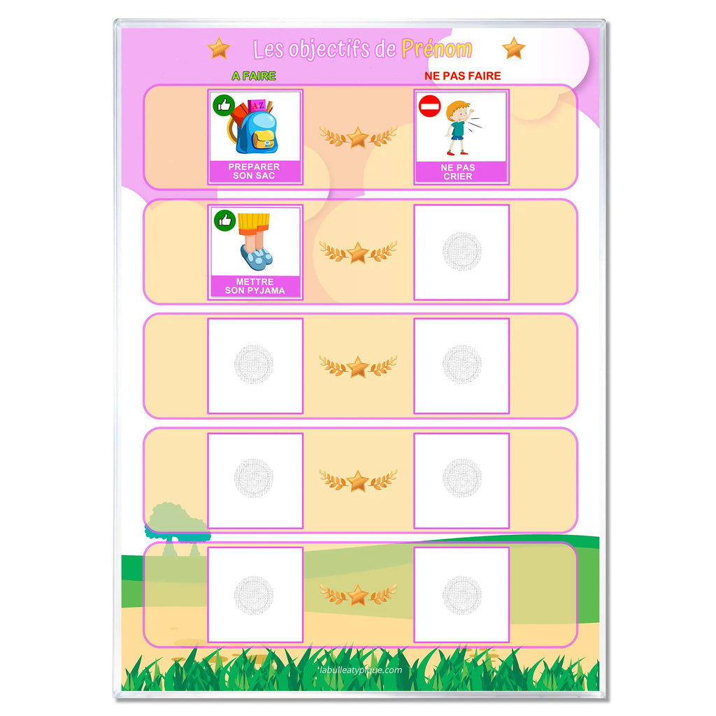 Tableau Routine Objectifs Comportement Style Rose- 36 Pictogrammes – La ...