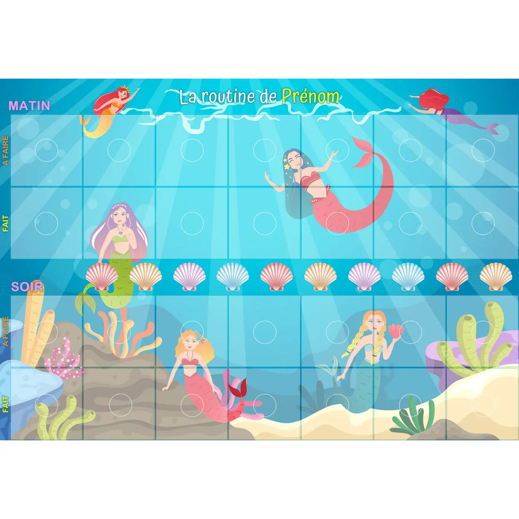 Routine matin et soir - 24 pictogrammes - Kit complet sirène La bulle atypique