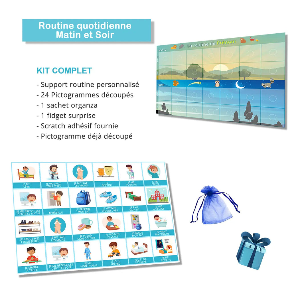 Routine matin et soir animaux - 24 pictogrammes - Kit complet La bulle atypique