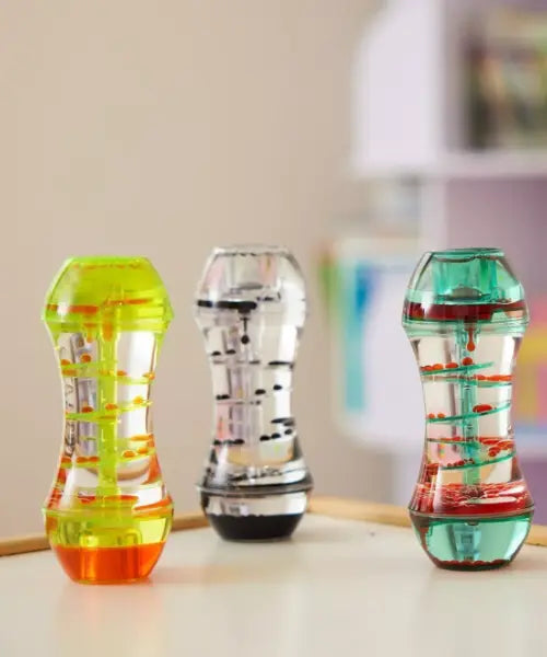 Sablier liquide mouvement en spirale - bleu et rouge Twiddlers