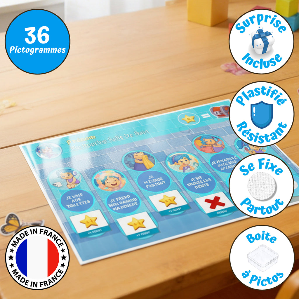 Tableau Routine Enfant Objectifs Salle de bain Canard Fille - 36 ...