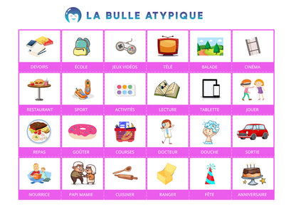 Routine quotidienne interactive - 24 pictogrammes - Kit complet rose personnalisé