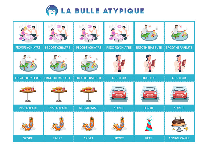 Planning visuel de la semaine - 96 pictogrammes - Kit complet bleu personnalisé