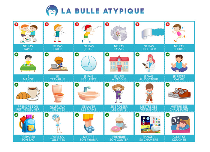 Routine des objectifs - 24 pictogrammes - Kit complet bleu personnalisé