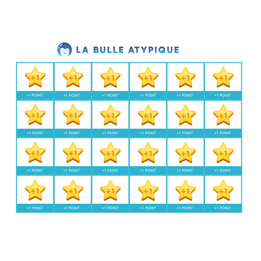 24 pictogrammes point étoile - bleu plastifié