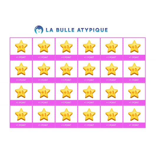 24 pictogrammes point étoile - rose plastifié