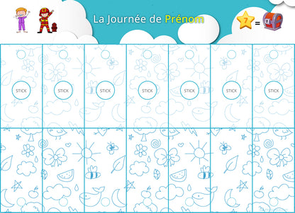 Routine quotidienne interactive - 24 pictogrammes - Kit complet bleu personnalisé