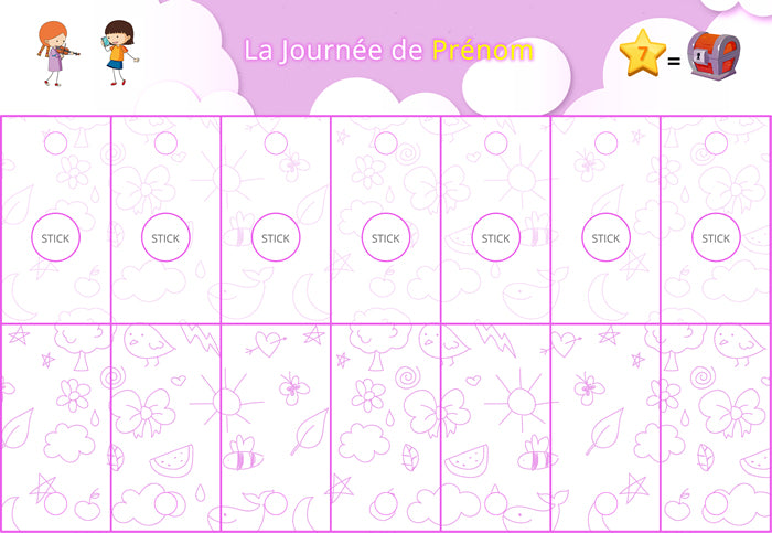 Routine quotidienne interactive - 24 pictogrammes - Kit complet rose personnalisé