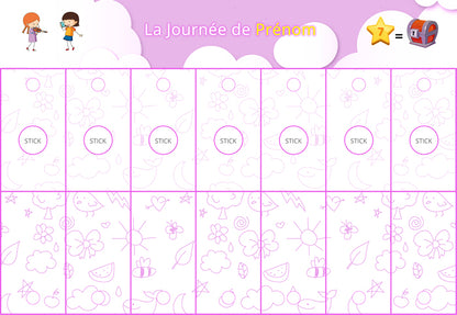 Routine quotidienne interactive - 24 pictogrammes - Kit complet rose personnalisé